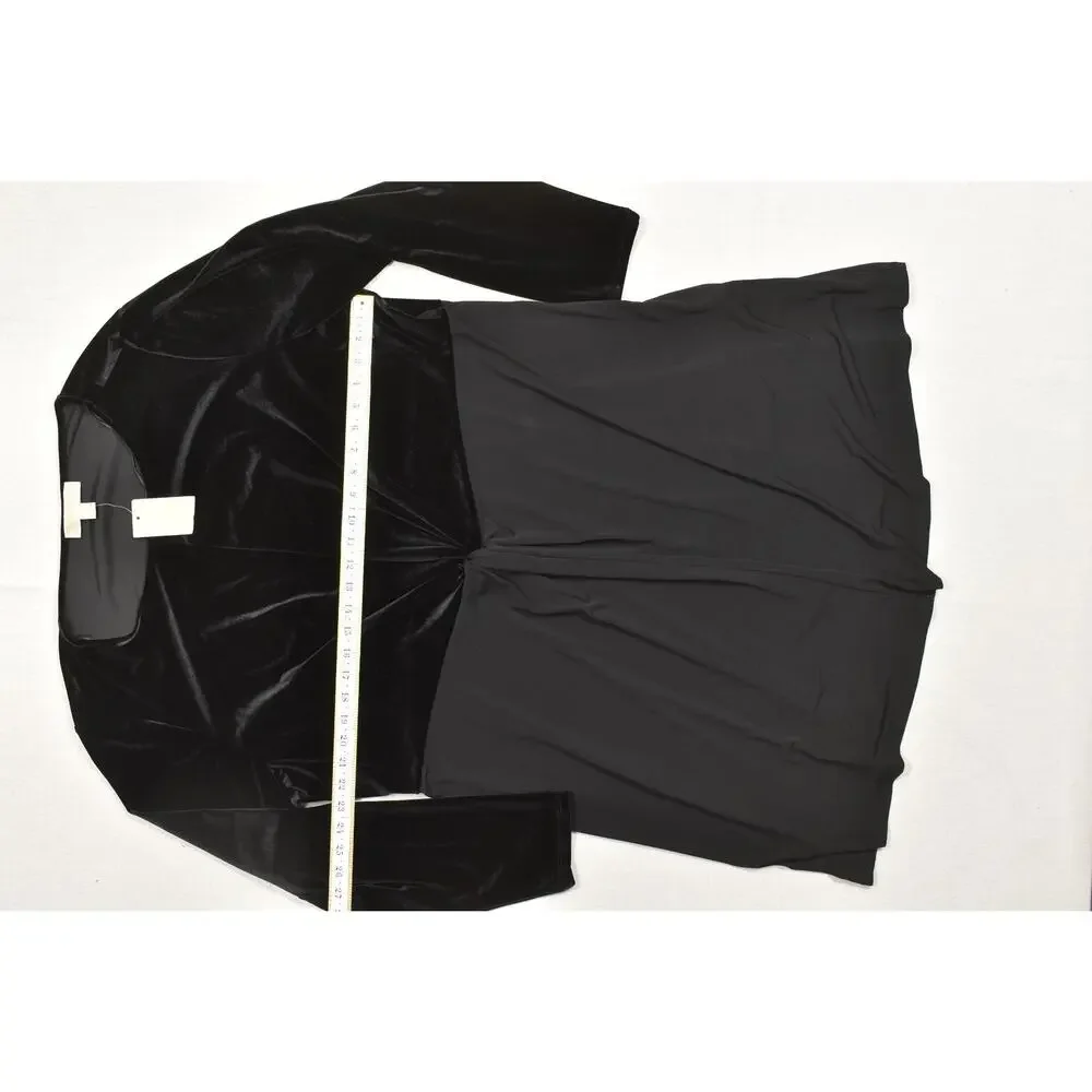 Michael Michael Kors Womens 3X Black Velvet Front Twist Long Sleeve Blouse New W